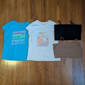 4-Cat & Jack | 2 Short Sleeve Tees & 2 Camisole Tank Tops | L Plus 10/12